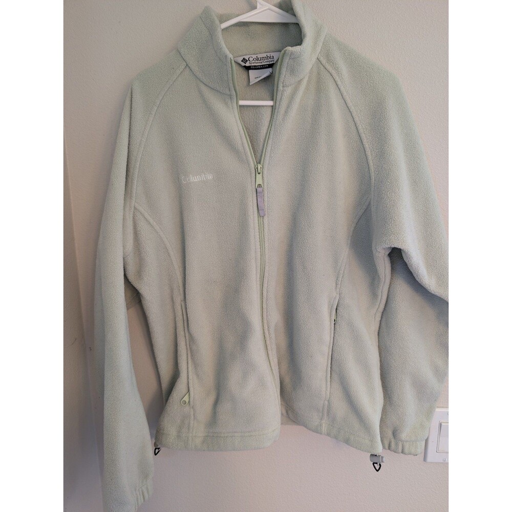 Columbia Full Zip Fleece Jacket — Sage Green, Women's L